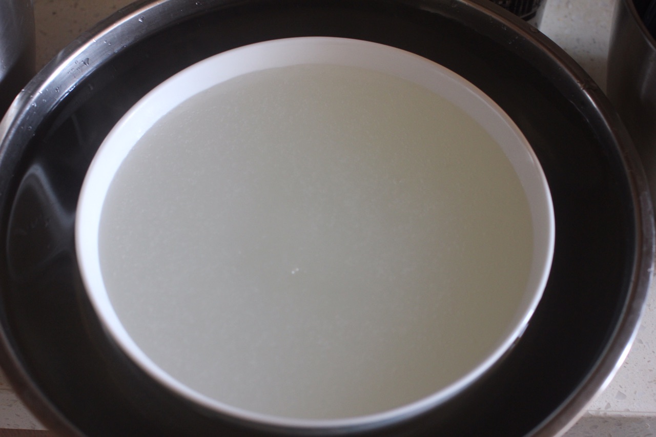 You can set a big bowl in cold water to help cool down