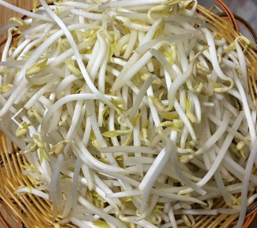 Remove the root of the bean sprouts, wash, and drain for standby.